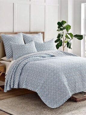 Aditya  by Levtex Blue & White Geometric Bedding Set
